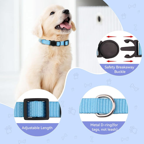 Puppy Collars for Litter - Soft Nylon Safety Whelping Litter Collar for Newborn Pets with Record Keeping Charts (12pcs,