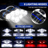 Rechargeable Headlamp, 8 LED 18000lm IPX4, Red Light Flashlight, USB Cable 8 Modes for Outdoors Camping Running Fishing
