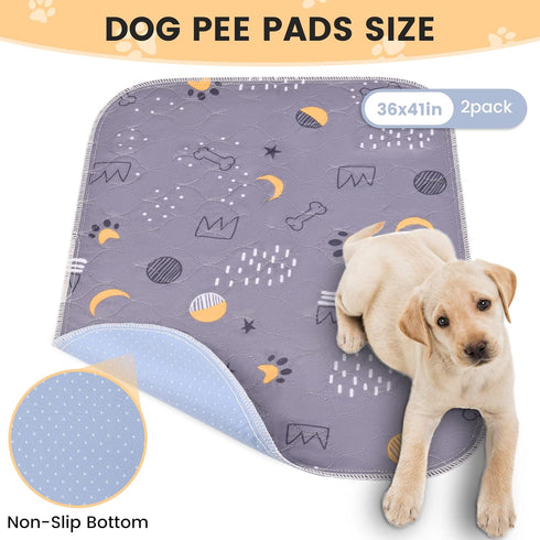 2 Pack 36"x41" UPSKY Washable Pee Pads for Dogs Reusable Puppy Pads Waterproof Pet Training Pads, Non-Slip Dog Mats