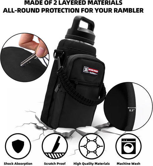 26/32/36/40/46/64oz 2 NATURE PIONEOR Water Bottle Holder with Adjustable Strap - Insulated Water Bottle Sling Carrier