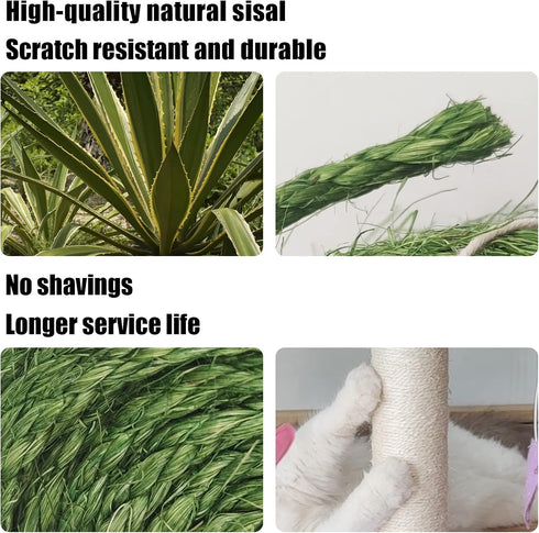 Natural Sisal Rope for Cat Scratcher, 1/4 Inch 164FT Multi Color Replacement Rope