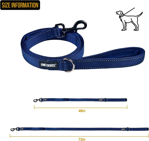OneTigris No-Pull Dog Walking Leash - Handled Long Traffic Leads for Medium to Large Dogs (Blue, 6FT)