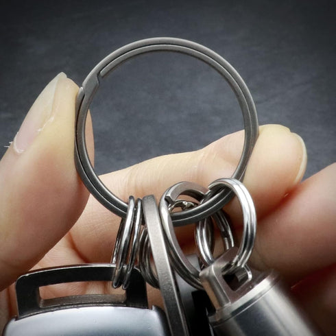 Side Pushing Titanium Key Rings for Key Carabiner, Quick Release EDC Split Rings for Heavy Duty Keychains