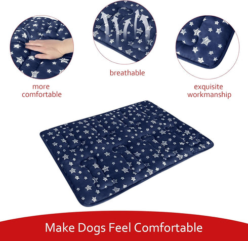 Soft Dog Crate Mat (36" X 23"), Personalized Dog Bed Mat with Cute Prints, Anti-Slip Bottom, Machine Washable Kennel Pad
