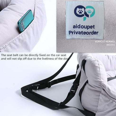 Aidou Dog Car Seat, Booster Seat for Small Medium Large Dogs, Pet Travel Safety Car Seat with Storage, Small Grey