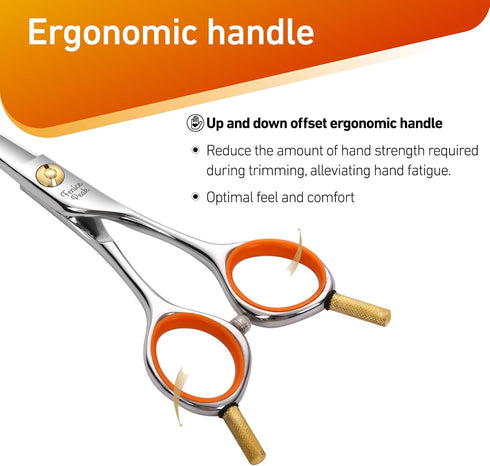 Fenice Peak 6'' Small Curved Scissors, Lightweight Dog and Cat Grooming Scissors with Safety Round Tip