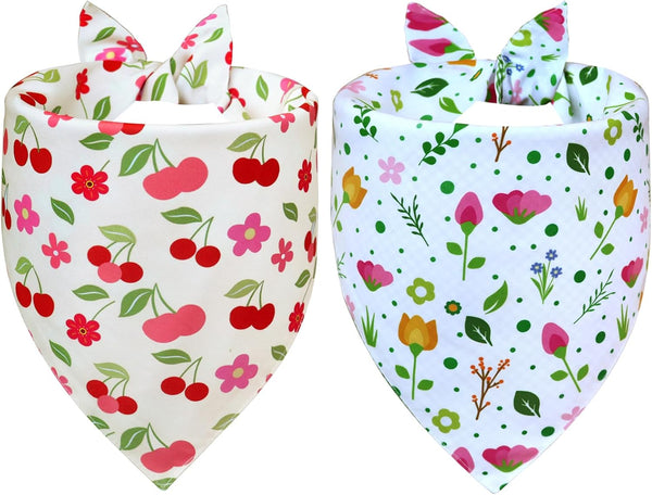 Spring Dog Bandanas 2 Pack (4 Patterns) for Large X-Large Dogs -