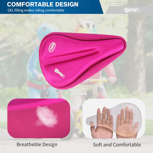 Gel Kids Bike Seat Cushion Cover, Anti-Slip Comfortable Adjustable Small Bicycle Saddle Pad, 9'' x 6''
