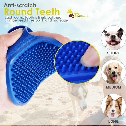 2 Pack Dog Grooming Brush, Premium Soft Silicone Pet Bath Brushes with Adjustable Handle for Dogs & Cats