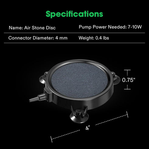 VIVOSUN 4 x 4 Inch Air Stone Disc with Shell and Sucker for Aquarium and Hydroponics