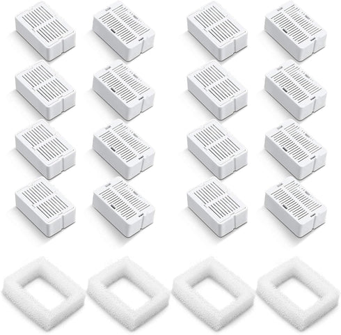 Pet Fountain Filters - 16 Carbon and 4 Foam Pre-Filters for Ceramic/Cupcake Pet Fountain