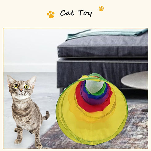 iCAGY Cat Tunnel for Indoor Cats - Interactive Rabbit Tunnel Toys, Crinkle Pop Up Rainbow, 45" for Kittens and Puppies