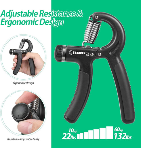 NIYIKOW Grip Strength Trainer, Adjustable Resistance 22-132Lbs, Forearm Strengthener for Musicians Athletes
