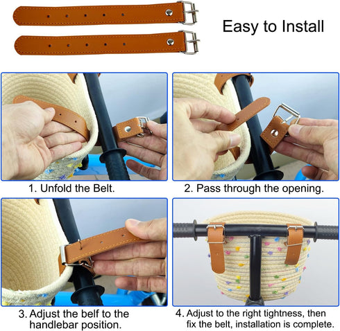 Kids Bike Basket - Woven Sisal Rope Bicycle Basket for Boys and Girls, Cute Decorative Accessories for Kids Bikes