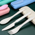 YUNSHENGFANGDM Set Set Wheat Straw Utensils with Case, Reusable Travel Cutlery with Spoon Fork Knife, BPA-Free Portable