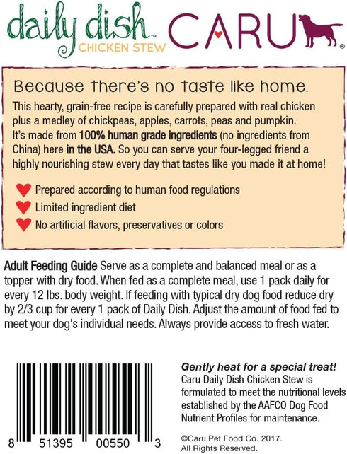 Caru Daily Dish Chicken Stew, Natural Adult Wet Dog Food with Real Chicken Chunks, Non-GMO Ingredients (12.5 Oz)