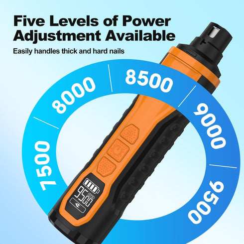5 2000mAh Dog Nail Grinder Quite, Cordless Grooming Pro Nail Grinder with Adjustable Speeds & Led Light, & Battery