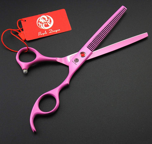 7.0 inch 3PCS Set Purple Dragon Pink Pet Grooming Scissors Cat Dog Hair Cutting & Thinning Shears for Women Female Pet