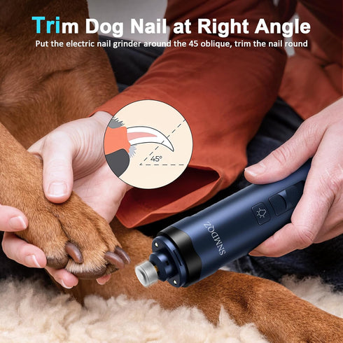 SNMDQZ Trimmers, 2 2 Dog Nail Grinder, Dog Nail and Clippers Kit with LED Lights. Super Quiet Electric Pet Nail