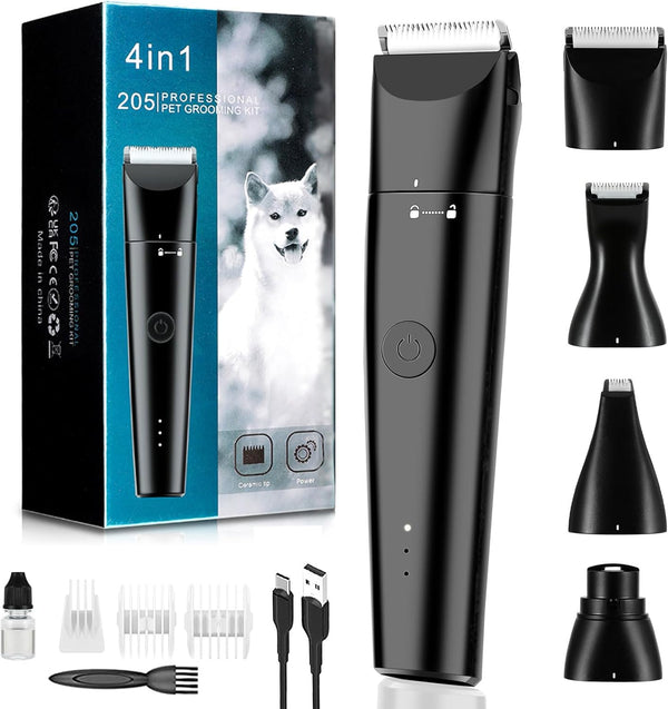 Vitoki Dog Grooming Clippers 4 in 1 Pet Grooming Kit,2-Speed Cordless Dog