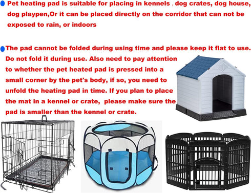 Large Pet Heating Pad 34"x21" for Dogs & Cats, Electric Warming Pad with Timer, Chew Resistant Cord, Easy Clean