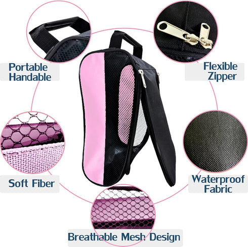 Golf Shoe Bag, Zippered Carrier Bags for Men/Women with Ventilation, Outdoor Travel Shoe Bags (Light Pink)