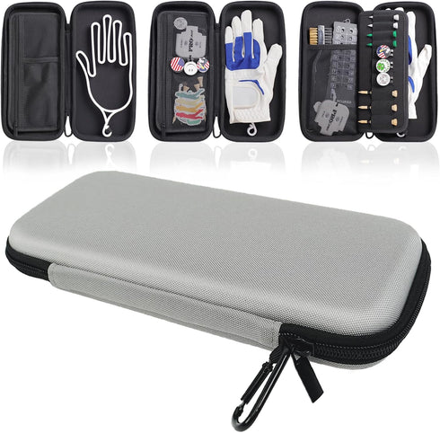 Golf Glove Holder Case for Accessories with Removable Glove Shaper Portable Golfer Gifts for Men & Women Caddy