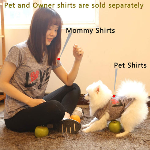 Dog Shirts Love Puppy Shirt Mommy Dad/Pets Clothes, Sleeveless Vest T-Shirt Doggy Clothing Crewneck Womens Sweatshirt, Apparel for Dogs Cats Mom Sport Outfits (Large, Grey-Pet)