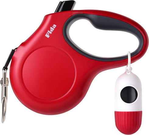 Fida Retractable Dog Leash with Dispenser, 16 ft Pet Walking Leash for Medium Dog or Cat, Red