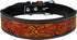 Leather Dog Collar Western Style Heavy Duty Hand Tooled Adjustable Padded Soft for Puppies and Big Dogs (10AB108-S)