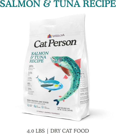 4lb Cat Person, Salmon and Tuna Dry Cat Food, Bag
