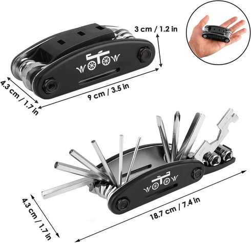 WOTOW 16 in 1 Bike Repair Tool Kit, Portable Multitool for Mountain Bike Maintenance with Hard Carrying Case