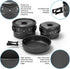 Odoland 15pcs Non-Stick Camping Cookware Mess Kit, Lightweight Pots Pan Set with Stainless Steel Cups Plates Forks
