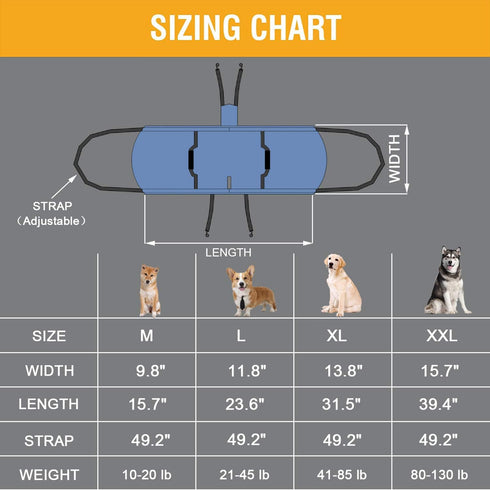 Emergency Dog Carry Sling, Pet Legs Support & Rehabilitation Harness for Senior Dogs with Joint Injuries (M, Black)