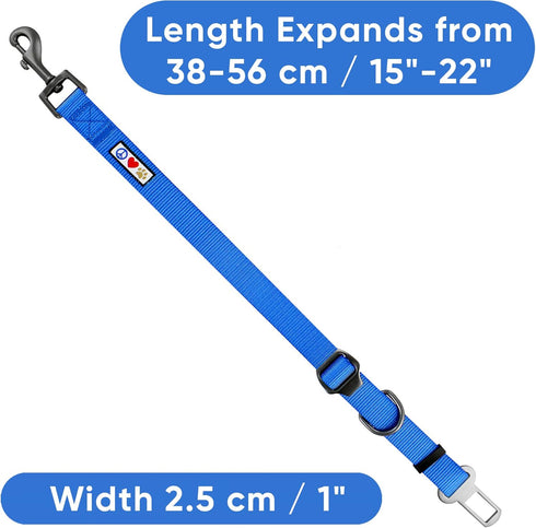 Pawtitas Blue Dog Seat Belt | Adjustable Pet Safety Seat Belt for Small to Large Dogs | Exceeds Safety Standards
