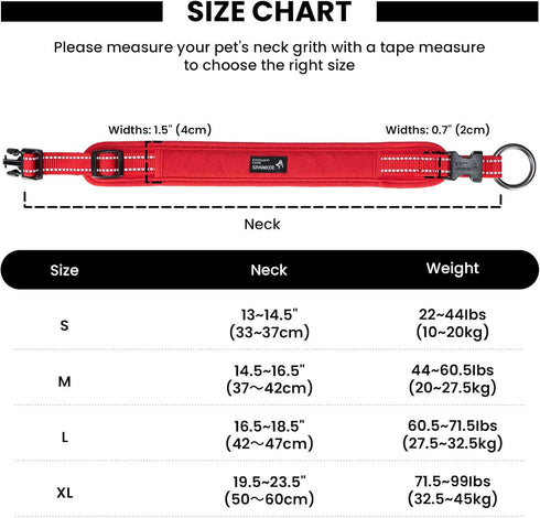 EXCELLENT ELITE SPANKER Classic Dog Collar PU Material Pet Collar with Buckle Adjustable for Small Medium Large Dogs Walking Training Black Red Blue (S, Red)
