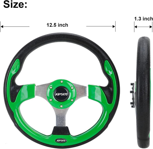 Universal Golf Cart Steering Wheel - Compatible with EZGO TXT, RXV/Club Car DS, Precedent, 12.5 Inch