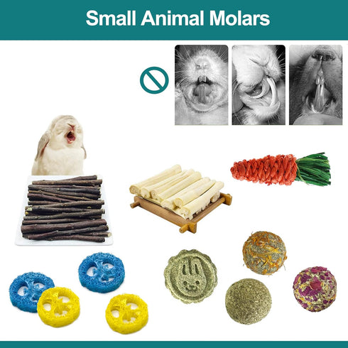 Rabbit Toys, Large Bunny Hideout Tunnel and Tube, Chew Toys for Grinding Teeth, Apple Sticks, Bamboo Carrot