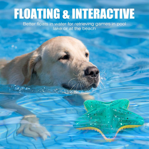 Dog Toy Floating Luminous, Squeaky Dog Toy, Glow in The Dark, for Large Dogs (Kit Large Shark + Large Starfis)