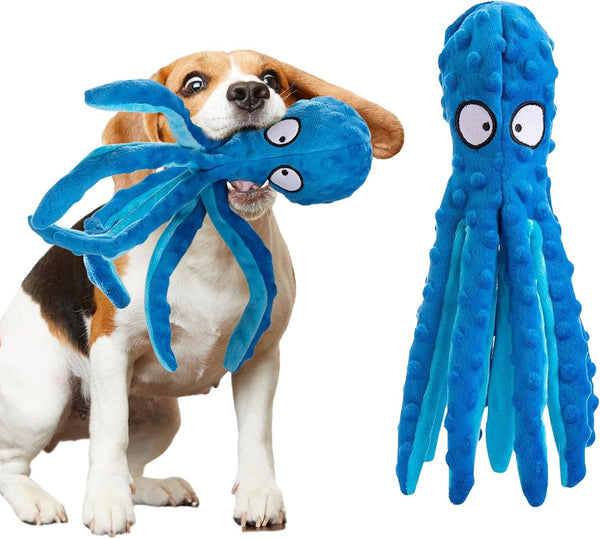 Alphatool Squeaky Dog Toy, Octopus for Aggressive Chewers, Tough No Stuffing Plush for Large Dogs, Crinkle Interactive