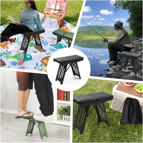 GDCARSL (Green,11.4"x4.9"x9.1",1 Portable Folding Camping Stools with Soft Seat,Folding Camping Stool, Indoor/Outdoor