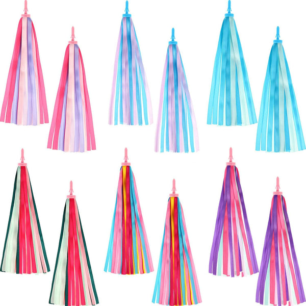Zonon 6 Pairs Kid Bike Handlebar Streamers, Bicycle Tassel Ribbon Decoration for Boys and Girls