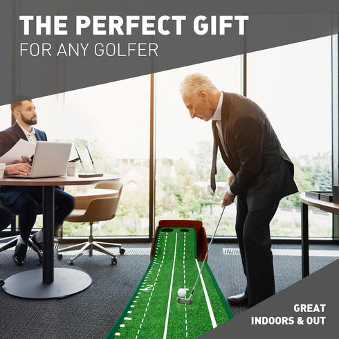 TiwisiTe Putting Green Indoor, Putting Mat with Automatic Ball Return - Solid Wood Structure No Humping, Suitable