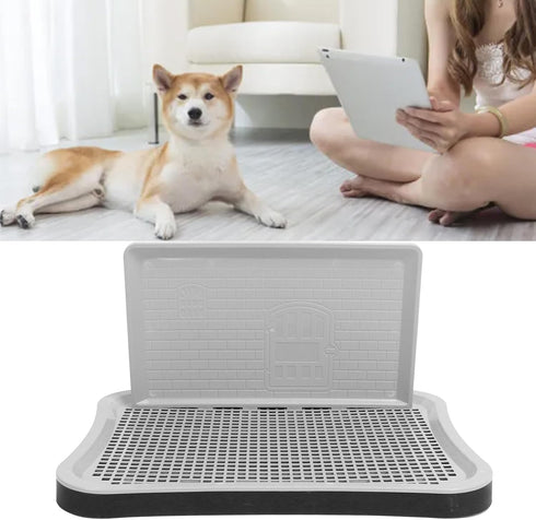 Brrnoo Dog Potty Tray, Portable Dog Training Toilet with Wall Column, Removable Mesh Training Potty for Small, Medium