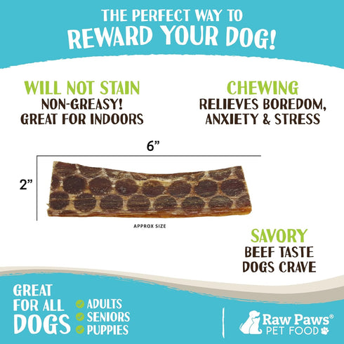 Raw Paws 6-inch Beef Esophagus Dog Treats, 16-Ounce - Free Range Beef Gullet Sticks - Dog Taffy Chews