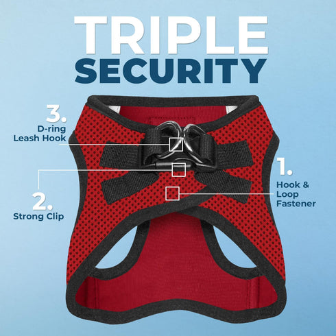 Best Pet Supplies All Weather Mesh, Reflective, No Pull Harness for Small, Medium Dogs, Cats - Red/Black Trim, XXS
