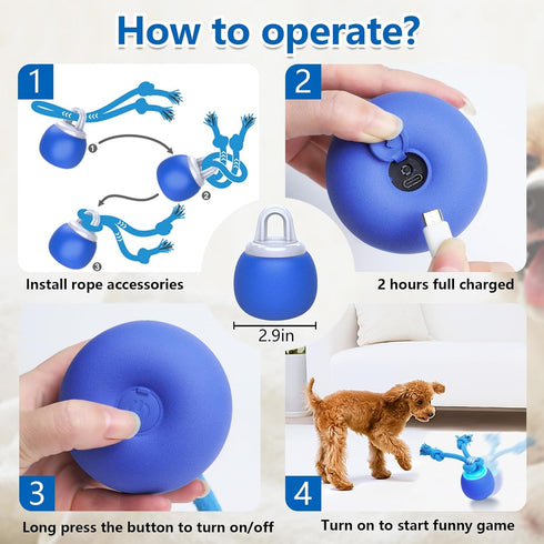 Saolife Interactive Dog Toys with Motion Activated, Squeaky Dog Toy Active Rolling Ball for Puppy and Medium Dogs, USB