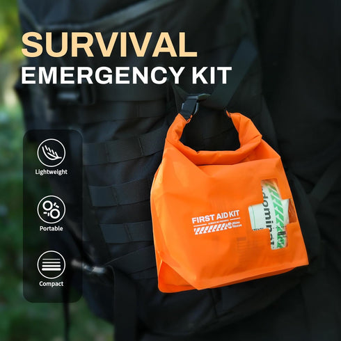 RHINO RESCUE Waterproof First Aid Kit, Lightweight Dry Bag for Emergency Survival Supplies, Orange