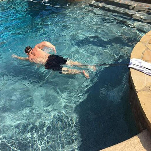 Upgrade Style Strong Pool Swim Training Leash, Swim Resistance Tether with Comfortable Waist Belt and Double Bungee Rope
