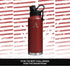Insulated Sports Water Bottle with Straw Lid, 3 Lids, 40 Oz, Brick Red, Dishwasher Safe & BPA Free